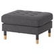 A LANDSKRONA footstool in dark grey fabric with wooden legs and diamond tufting.