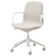 Beige LÅNGFJÄLL office chair with white frame, adjustable & mobile.