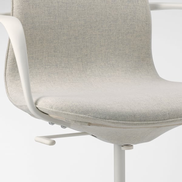 A modern office chair with lumbar support, height-adjustable seat, and armrests.