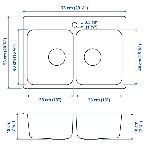 Illustration with measurements for the product: LÅNGUDDEN.