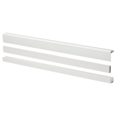 Three silver aluminium rails for sliding doors.