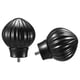 Black LERBRONIA ceramic finials for curtain rods, ribbed design.