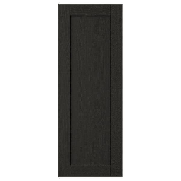 LERHYTTAN: black kitchen door, solid wood frame, bevelled edges, ash veneer panel, classic design.