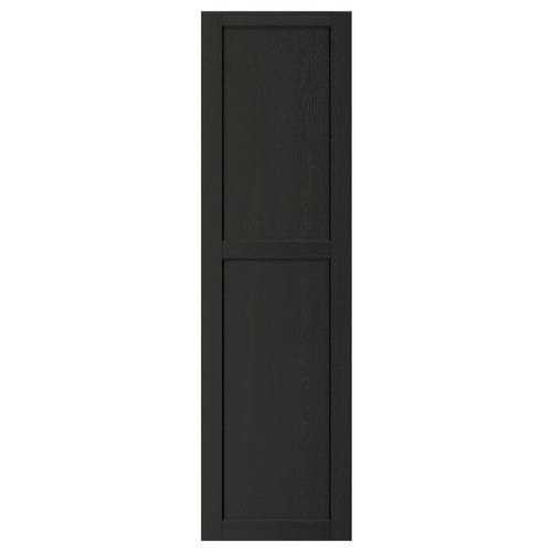 A black LERHYTTAN kitchen cabinet door with a traditional design, featuring a solid wood frame and an inset veneer panel.