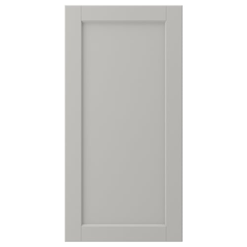 LERHYTTAN light grey kitchen cabinet door, solid wood frame with bevelled edges and inset panel.