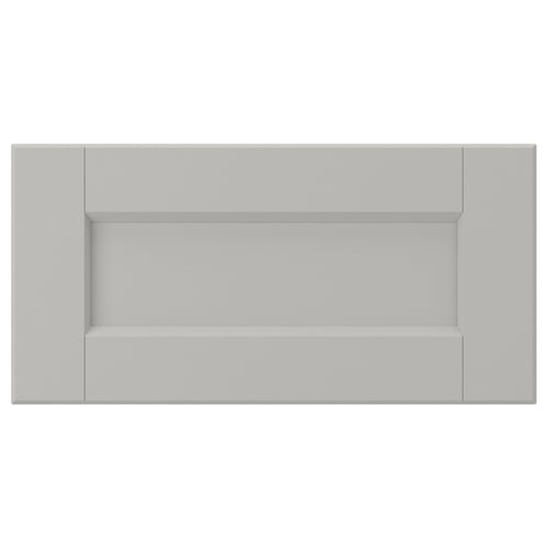 LERHYTTAN light grey drawer front, solid wood frame with bevelled edges and inset veneer panel, classic traditional design.