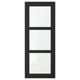 LERHYTTAN black wooden kitchen door with squared glass panels and bevelled edges.