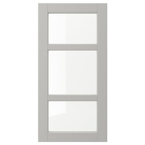LERHYTTAN grey wood frame glass door, traditional style, rectangular.
