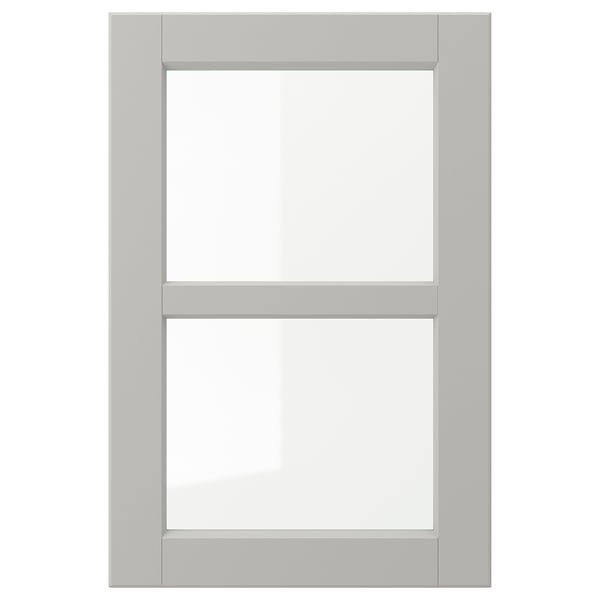 LERHYTTAN door, light grey, square, wooden frame, glass centre.