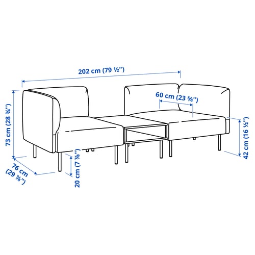 Illustration with measurements for the product: LILLEHEM.