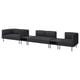 Modern black modular sofa set with three sections, metal legs, and minimalist design.