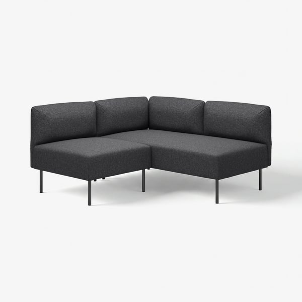Modern grey LILLEHEM modular sofa, u-shaped, metal legs, removable fabric cover.