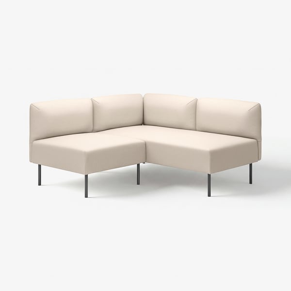 Modern beige l-shaped LILLEHEM sofa with clean lines and metal legs.