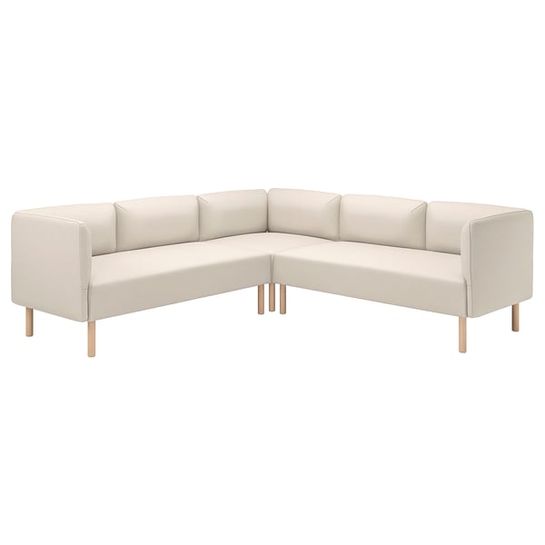A beige LILLEHEM modular sectional sofa with a sleek design and light wooden legs.