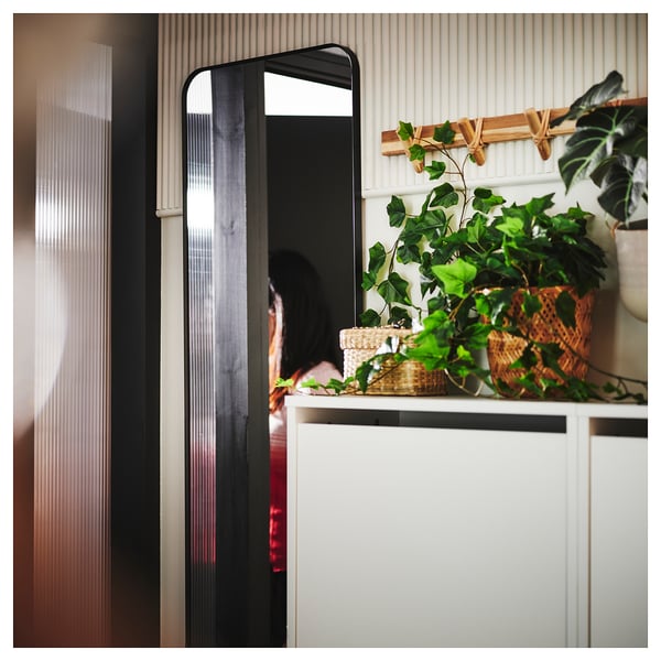LINDBYN Mirror, black, 40x130 cm