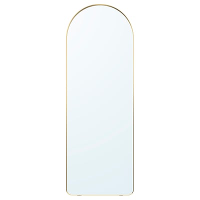LINDBYN gold-framed arch mirror, sleek & elegant, wall or floor standing.