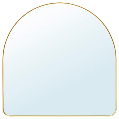 LINDBYN Mirror, gold-colour, 80x80 cm