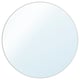 Round mirror with white frame, modern design, perfect for walls, provides depth to rooms.