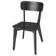A LISABO black wooden chair with a simple, rectangular shape and sleek design, ideal for various activities.