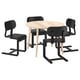 LISABO black table set: round, light wood top, dark chairs, cantilever design.