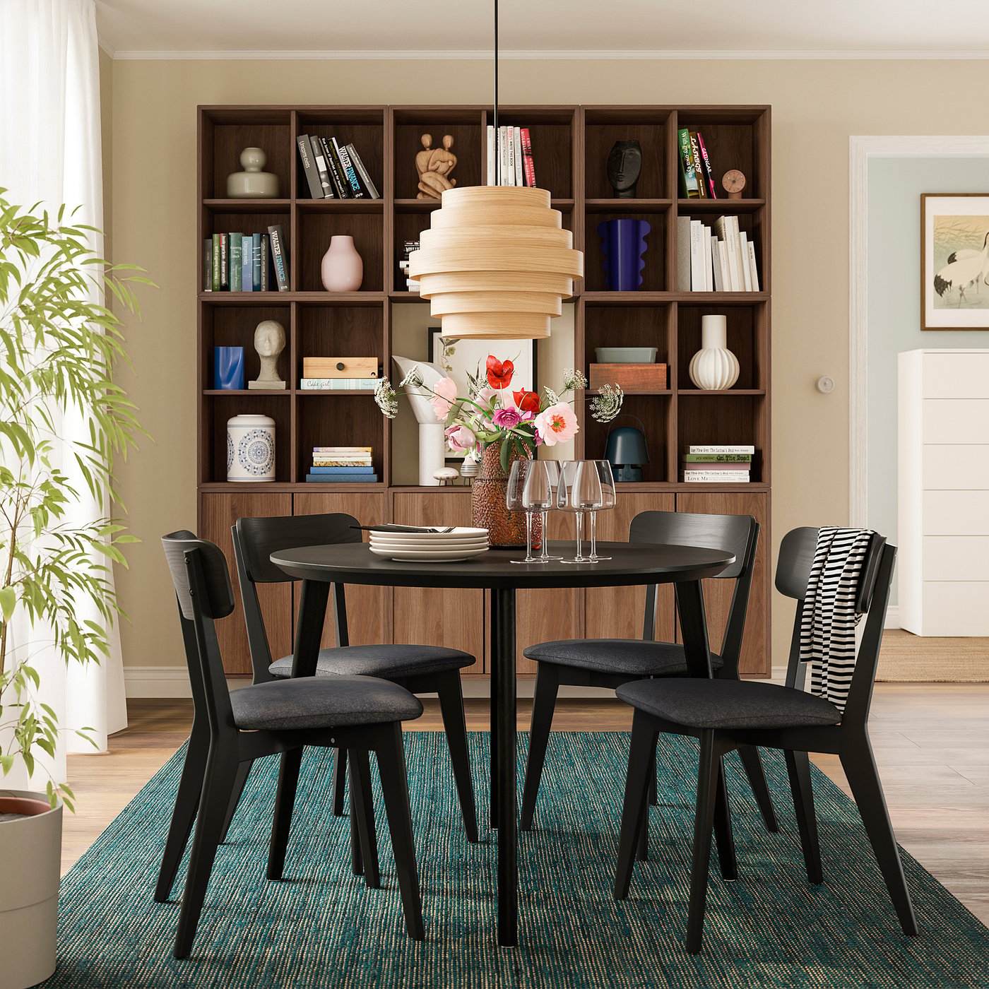 IKEA LISABO ダイニングテーブル 105cm LISABO table, black/ash veneer, 105 cm - IKEA Latvia