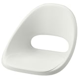 A white LOBERGET plastic chair with a sleek, curved design.