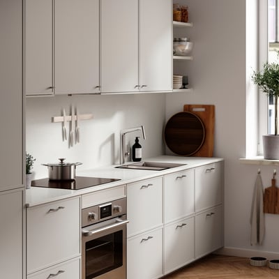 LOCKEBO Custom made worktop, white mineral effect/glass composite, 1 m²x2.0 cm