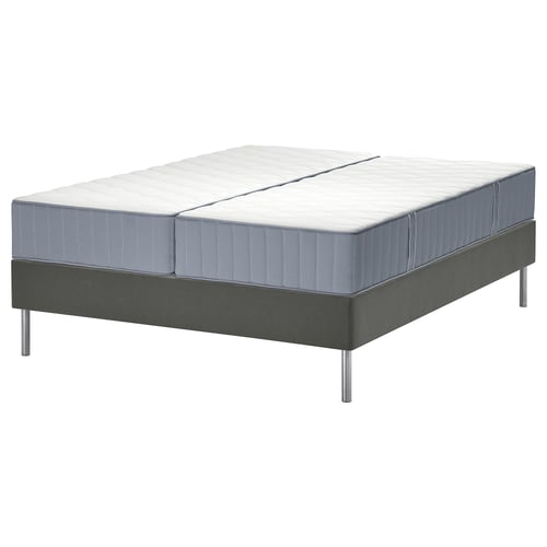 LYNGÖR Divan bed, Vågstranda firm/extra firm/light blue dark grey, 180x200 cm