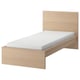 MALM wooden bed with white mattress, modern design.