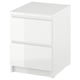 MALM white bedside table, gloss finish, 3 drawers, sleek design.