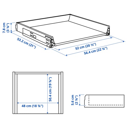 MAXIMERA Drawer, low, white, 60x60 cm