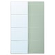The is: ikea MEHAMN/AULI: white and green glass sliding door panels with aluminum frames.