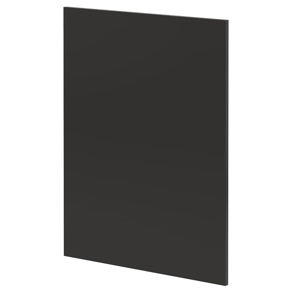 Black METOD cabinet door, rectangular, recycled plastic edges.
