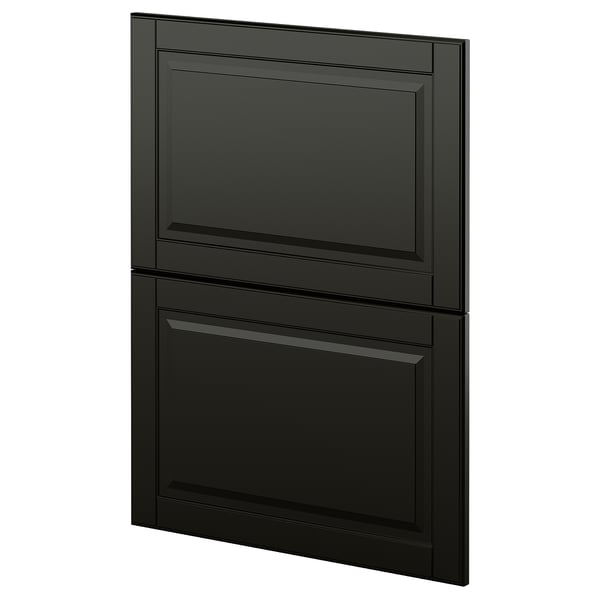 Black METOD kitchen cabinet with beveled edges. Sleek, rectangular design with glossy finish.