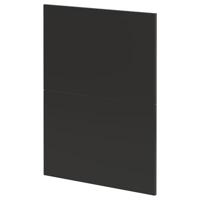 Black, flat, rectangular, modern cabinet door with sleek design.