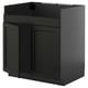 Black kitchen cabinet unit, modern design, solid wood material.