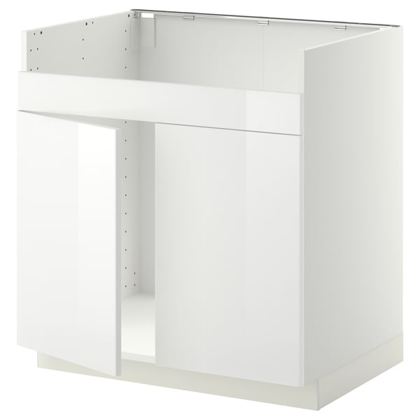 White, modern kitchen cabinet with clean lines, high-gloss finish, and sturdy frame.