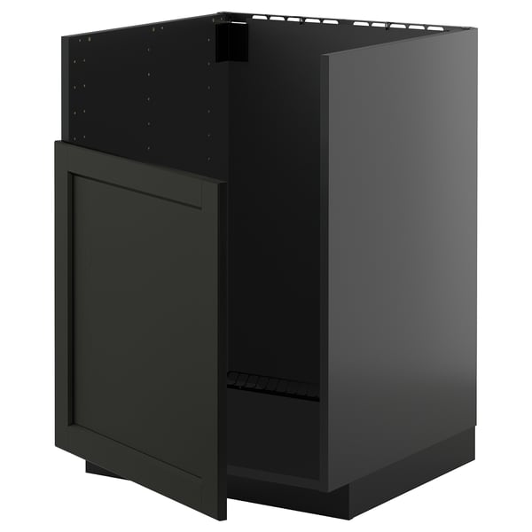 Black METOD kitchen cabinet, rectangular, ash wood, modern, sturdy, 18mm thick.