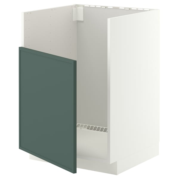 METOD Base cab f TALLSJÖN sink, white/Aspudden dark grey-green, 60x60 cm