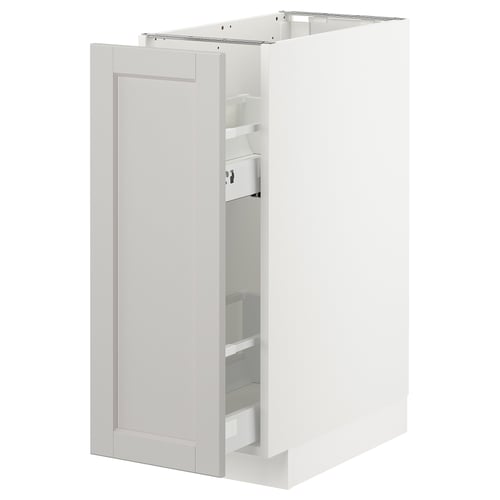 White METOD kitchen cabinet with pull-out drawers, classic design.