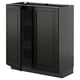 Black kitchen cabinet, METOD. Sleek design with beveled edges, made of painted fibreboard. Two doors, one adjustable shelf inside.
