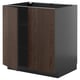METOD kitchen unit: gray base, dark brown wood doors, square shape, modern design.