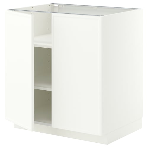 METOD Base cabinet with shelves/2 doors, white/Aspudden matt white, 80x60 cm