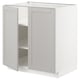 METOD light grey kitchen cabinet with shelves.