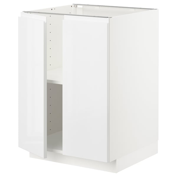 METOD white kitchen cabinet, square, modern design, high gloss, adjustable shelves.