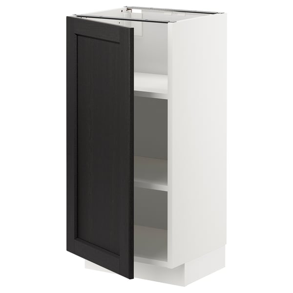METOD kitchen cabinet, white & black, door ajar, adjustable shelves.