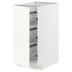 White METOD kitchen cabinet with wire racks.