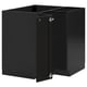 Black kitchen cabinet set, modern design with bevelled edges, made from ash and fiberboard.