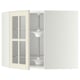 METOD off-white glass door cabinet, adjustable shelves, modern traditional design.
