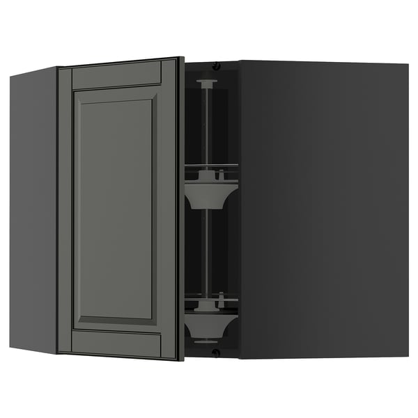 METOD kitchen cabinet, black with adjustable shelf.